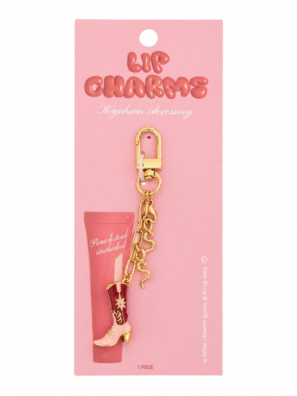 Pink Cowboy Boot Keychain with Gold Hardware
